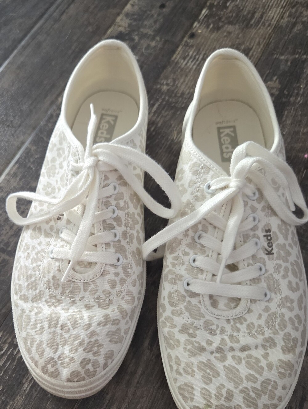 Keds Women's Cream Leopard-Print Lace-Up Sneakers